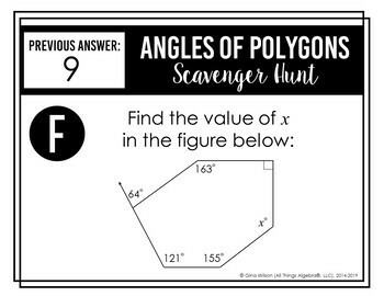 Angles of Polygons (Interior & Exterior) Scavenger Hunt by All Things