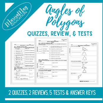 Preview of Angles of Polygons Unit Assessments - 2 quizzes, 2 reviews & 5 tests