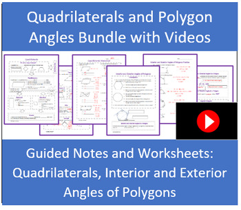 Preview of Angles of Polygons and Quadrilaterals Unit Bundle with Videos