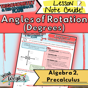 Preview of Angles of Rotation in Standard Position (Degrees) Note Guide