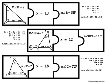 Angles of Triangles Cut, Paste, Solve, Match Puzzle Activity | TpT