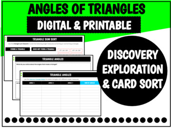 Preview of Triangle Angles Discovery Exploration and Card Sort | Distance Learning