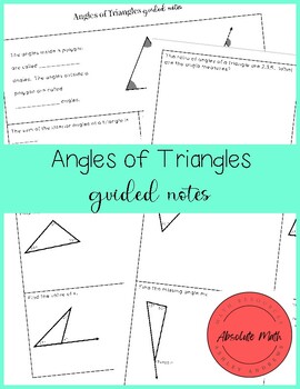 Preview of Angles of Triangles Guided Notes