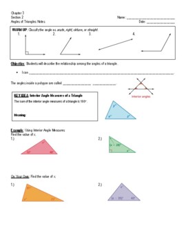 Preview of Angles of Triangles Guided Notes
