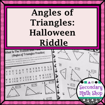 Preview of Angles of Triangles Halloween Riddle Worksheet