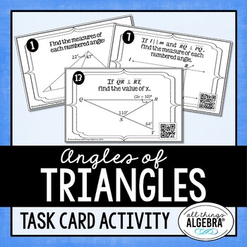 Preview of Angles of Triangles (Triangle Sum Theorem, Exterior Angle Theorem) | Task Cards