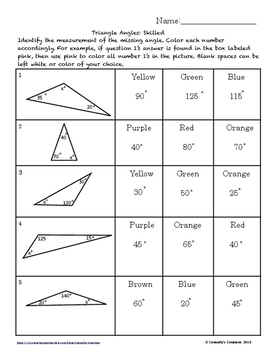 Angles of a Triangle Color by Answer Differentiated by Connolly's Creations