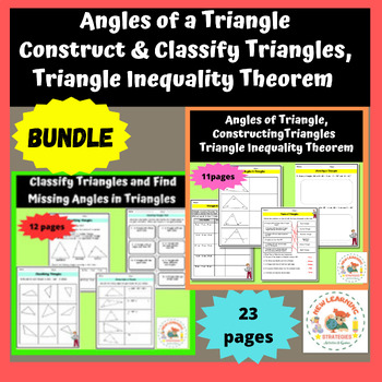 Preview of Angles of a Triangle,Construct & Classify Triangles, Triangle Inequality Theorem