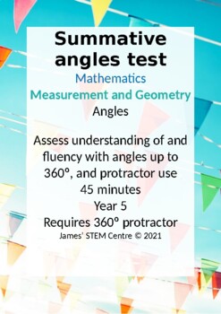 Preview of Angles test (editable) - AC Year 5 Maths - Measurement and Geometry