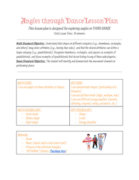 Preview of Angles through Dance Lesson Plan