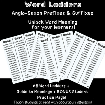 Preview of Anglo-Saxon Prefixes & Suffixes Word Ladders l Meanings Guide + Practice Page!