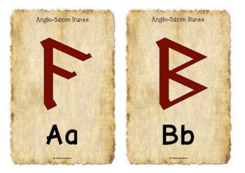 Preview of Anglo-Saxon Runes (Alphabet) on Parchment Paper | Printable Set