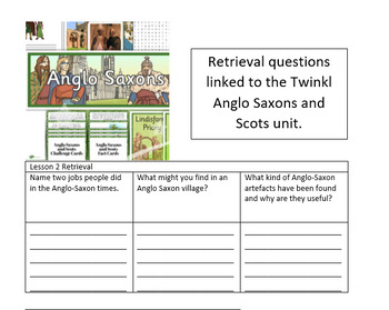 Preview of Anglo Saxon Unit Retrieval Questions