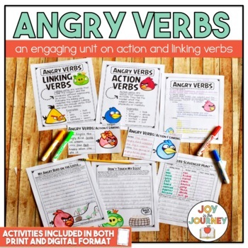 Preview of Angry Verbs: Action and Linking Verbs Distance Learning