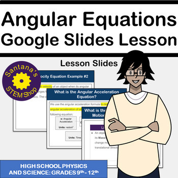Preview of Angular Equations Google Slides: Lesson Slides for Physics