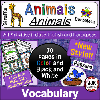 Preview of Animais: English/Portuguese Animals Vocabulary