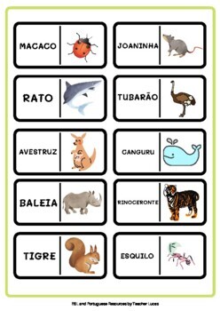 Animais - Jogo de Dominó em Português