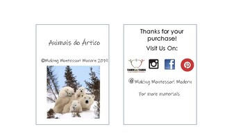 Preview of Animais de Artico 3 Part Cards (Portuguese Arctic Animals)