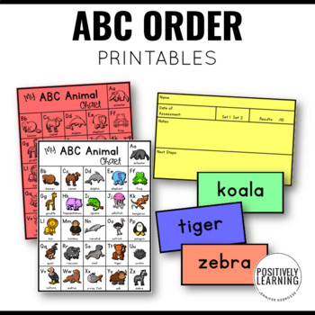 Alphabetical Order Animals ABC Printable Pages by Positively Learning