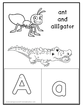 Animal Aa Thru Zz Coloring Sheets (NO PREP) by AmazingLessons4Friends