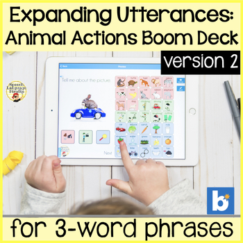 Preview of Animal Verb Photos Boom Cards Increase MLU Expand Utterance Early Phrases Part 2
