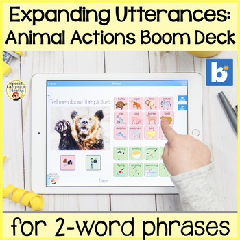 Preview of Animal Verb Photos Boom Cards Increase MLU Expand Utterance Early Phrases
