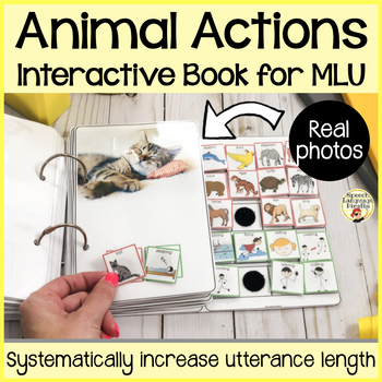 Preview of Animal Action Verb Photos Interactive Book to Increase MLU Expand Utterances