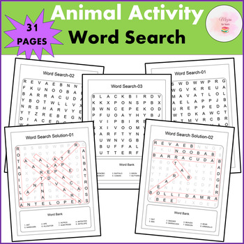 Preview of Animal Activity: Animal Word Search Worksheet | Puzzle Word Search For Kids
