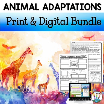 Preview of Animal Adaptations Bundle Reading Passages Worksheets Project Endangered Animals