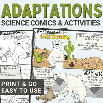 Preview of Animal Adaptation Worksheet and Reading Passages for 3rd, 4th, and 5th Grade
