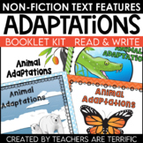 Animal Adaptations Nonfiction Text Features Booklet