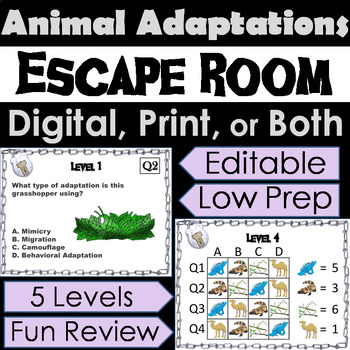 Preview of Animal Adaptations Activity: Digital Escape Room (Life Science Breakout Game)