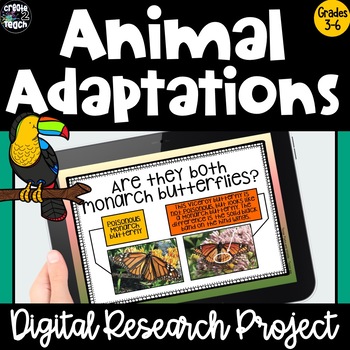 Preview of Animal Adaptations Digital Research Project Activity for Google Drive