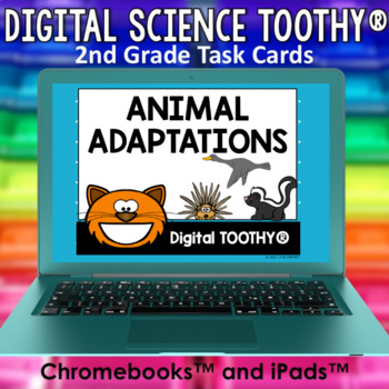 Preview of Animal Adaptations Digital Science Toothy ® Task Cards | Distance Learning Games