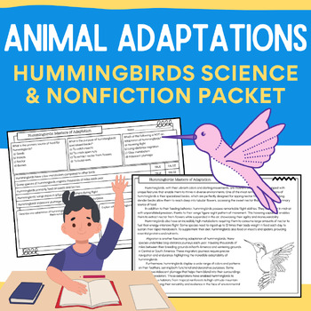 Preview of Animal Adaptations: Hummingbirds {Nonfiction Integrated Reading & Science Pack}