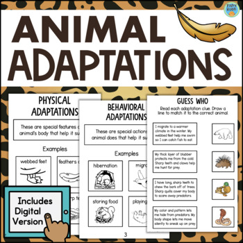 Preview of Animal Adaptations Behavior 3rd 4th Grade Science Activity Cut & Paste Worksheet