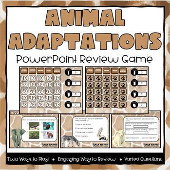 Preview of Animal Adaptations Jeopardy-Style Powerpoint Review Game
