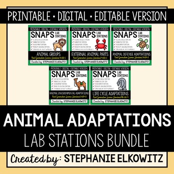 Preview of Animal Adaptations Lab Bundle | Printable, Digital & Editable