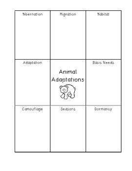 Animal Adaptations Lotus Square - Graphic Organizer by 4 Little Baers