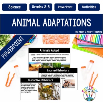 Preview of Animal Adaptations PowerPoint | Guided Notes | Instincts vs. Learned Behaviors