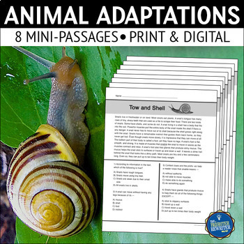 Preview of Animal Adaptations Reading Comprehension Passages Set 2