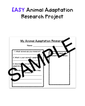 Animal Adaptations Research Project by Resource Reyes | TpT