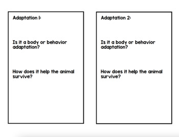 Animal Adaptations Research Project Student Planning Benchmark Advance