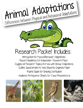 Animal Adaptations: Complete Research Project for Students (Print and Go!)