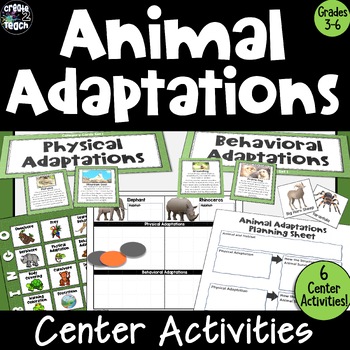 Preview of Animal Adaptations Science Activities for Centers Stations Includes Digital