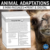 Animal Adaptations Reading Comprehension Passages Set 1