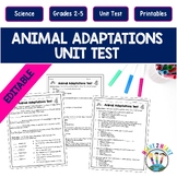 Animal Adaptations Test (Quiz) Test Prep Exam (Editable)