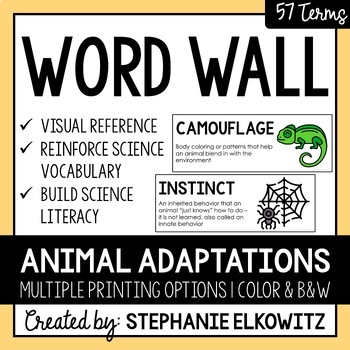 Preview of Animal Adaptations Word Wall | Science Vocabulary
