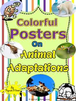 Preview of Animal Adaptations colorful Posters for Classroom