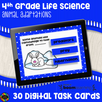 Preview of Animal Adaptations Science Digital Task Cards Distance Learning with Boom Cards